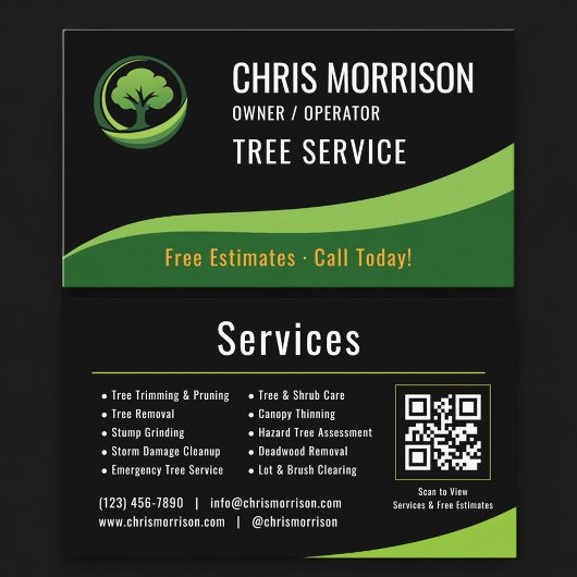Carte De Visite Tree Service Arborist QR Code
