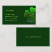 Carte De Visite Trèfle chanceux | floral (Devant / Derrière)