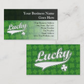 Carte De Visite Trèfle chanceux, vert/du blanc 4 feuille (Devant / Derrière)