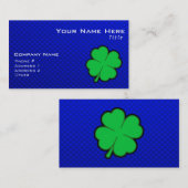 Carte De Visite Trèfle de feuille du bleu 4 (Devant / Derrière)