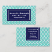 Carte De Visite Trellis marocain de tuiles d'Aqua personnalisé (Devant / Derrière)