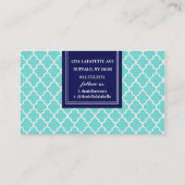Carte De Visite Trellis marocain de tuiles d'Aqua personnalisé (Dos)