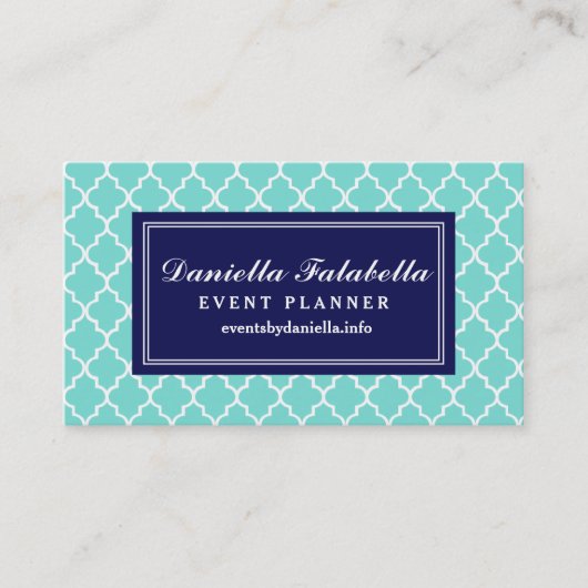Carte De Visite Trellis marocain de tuiles d'Aqua personnalisé (Devant)