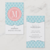 Carte De Visite Trellis marocain de tuiles de bleus layette (Devant / Derrière)