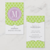 Carte De Visite Trellis marocain vert de tuiles personnalisé (Devant / Derrière)