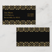 Carte De Visite Trellis noir et métallique d'or (Devant / Derrière)