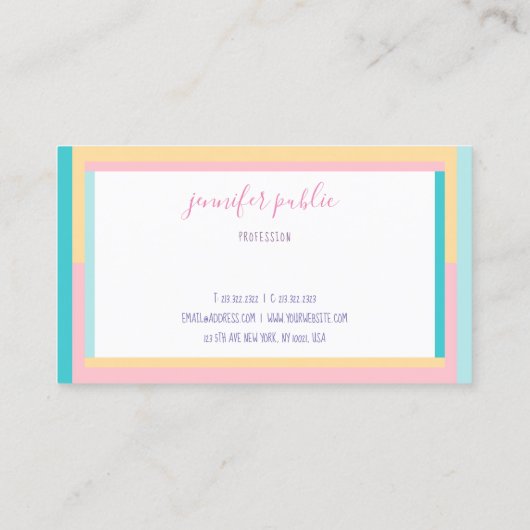 Carte De Visite Trend Colonnes Nom manuscrit Texte Simple Moderne (Dos)