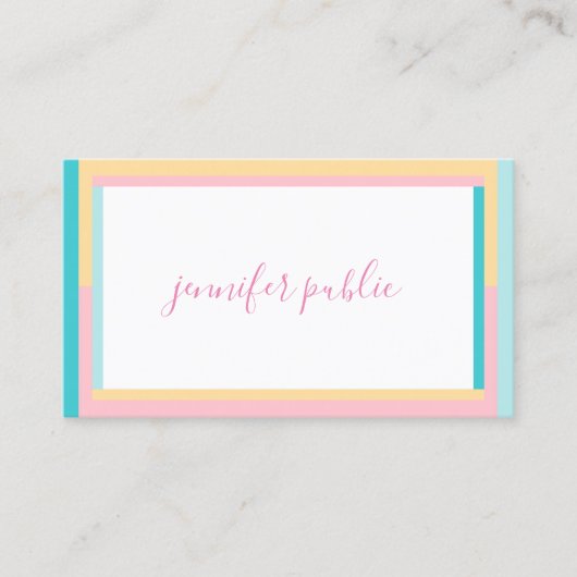 Carte De Visite Trend Colonnes Nom manuscrit Texte Simple Moderne (Devant)