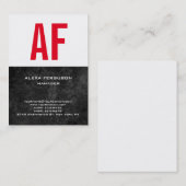 Carte De Visite Trend unique clair simple noir blanc rouge monogra (Devant / Derrière)