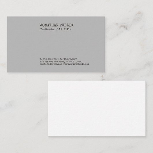 Carte De Visite Trending Elegant Créatif Nostalgie Grey Plain (Devant / Derrière)