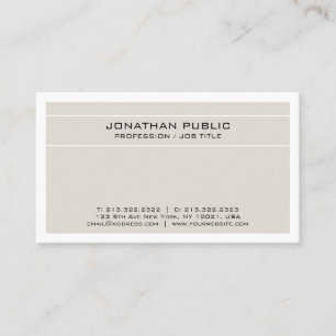 Carte De Visite Trending Modern Elegant Beige Blanc Propre