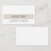 Carte De Visite Trending Modern Elegant Beige Blanc Propre Chic (Devant / Derrière)