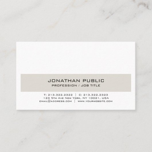 Carte De Visite Trending Modern Elegant Beige Blanc Propre Chic (Devant)