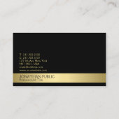 Carte De Visite Trending Modern Professionnel Élégant Black Gold (Dos)