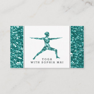 Carte De Visite Trendy Aqua Parties scintillant Effet Yoga Instruc