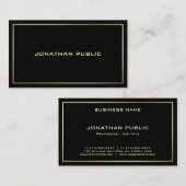 Carte De Visite Trendy Black Gold Professional Moderne Élégant (Devant / Derrière)