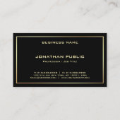 Carte De Visite Trendy Black Gold Professional Moderne Élégant (Dos)