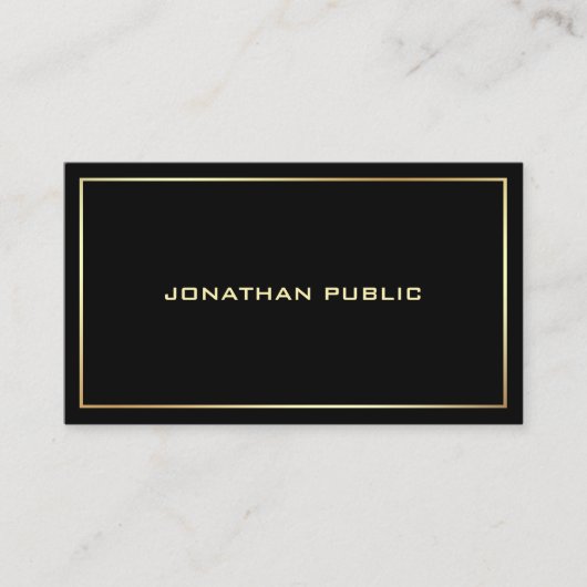 Carte De Visite Trendy Black Gold Professional Moderne Élégant (Devant)