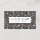 Carte De Visite Trendy Black Grey & Cream Terrazzo (Devant)