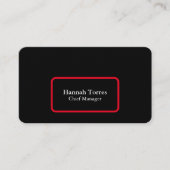 Carte De Visite Trendy Black & Red Plain Créatif Moderne (Devant)