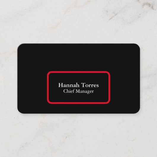 Carte De Visite Trendy Black & Red Plain Créatif Moderne (Devant)