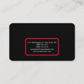 Carte De Visite Trendy Black & Red Plain Créatif Moderne (Dos)