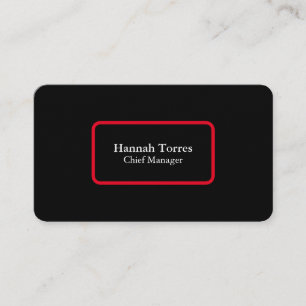 Carte De Visite Trendy Black & Red Plain Créatif Moderne
