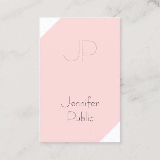 Carte De Visite Trendy Blush Rose Créatif Monogramme Propre Luxe (Devant)