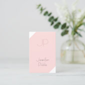 Carte De Visite Trendy Blush Rose Créatif Monogramme Propre Luxe (Debout devant)