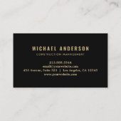 Carte De Visite Trendy Building Construction Service Black & Gold  (Dos)