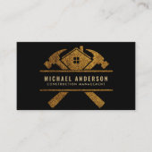 Carte De Visite Trendy Building Construction Service Black & Gold  (Devant)