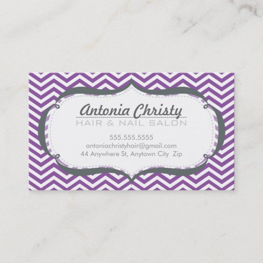 Carte De Visite TRENDY chevron moderne motif violet violet gris vi (Devant)