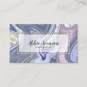 Carte De Visite Trendy chic mauve Agate et or marbre