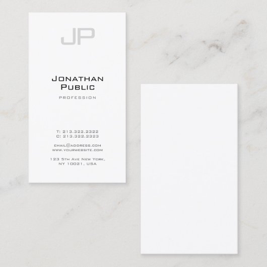 Carte De Visite Trendy Creative Monogram Professional Clean Plain (Devant / Derrière)