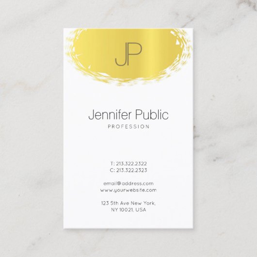 Carte De Visite Trendy Creative Monogrammed Sleek Gold simple look (Devant)