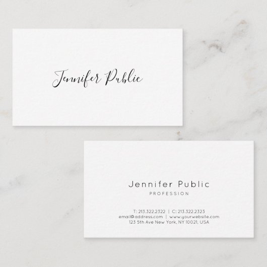 Carte De Visite Trendy Cute Moderne Modèle Script simple (Devant / Derrière)
