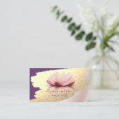 Carte De Visite Trendy, Élégant, Faux Gold Brosse Stroke, Lotus (Debout devant)