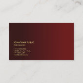 Carte De Visite Trendy Elegant Modern Simple Template Gold Text (Dos)