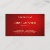Carte De Visite Trendy Elegant Red Damask Gold Text Professional (Dos)