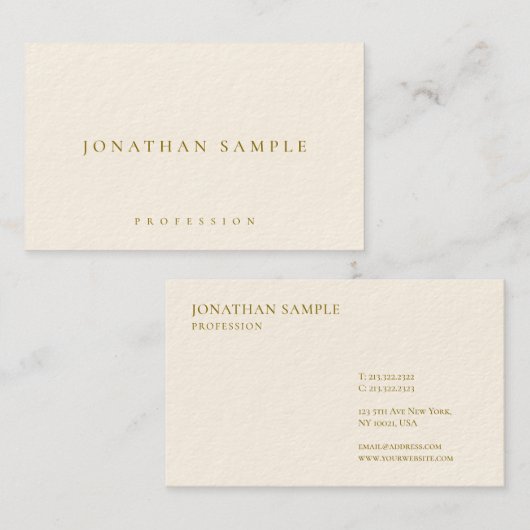 Carte De Visite Trendy Elegant Simple Template Gold Text Deluxe (Devant / Derrière)
