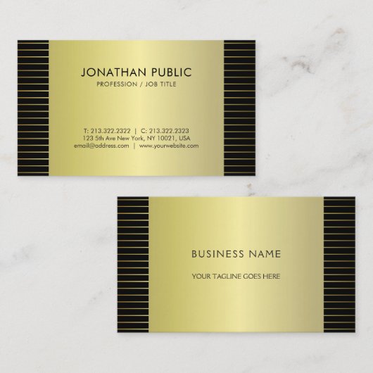 Carte De Visite Trendy Glamour Or Design Design Plat Luxe (Devant / Derrière)