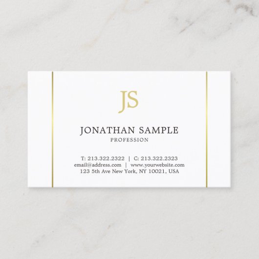 Carte De Visite Trendy Gold Striped Moderne Monogrammed Plain (Devant)
