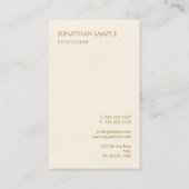 Carte De Visite Trendy Gold Text Elegant Moderne Modèle vertical (Dos)