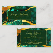 Carte De Visite Trendy Green jaune or faux marbre (Devant / Derrière)