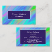 Carte De Visite Trendy luxe vert bleu violet faux holographique (Devant / Derrière)