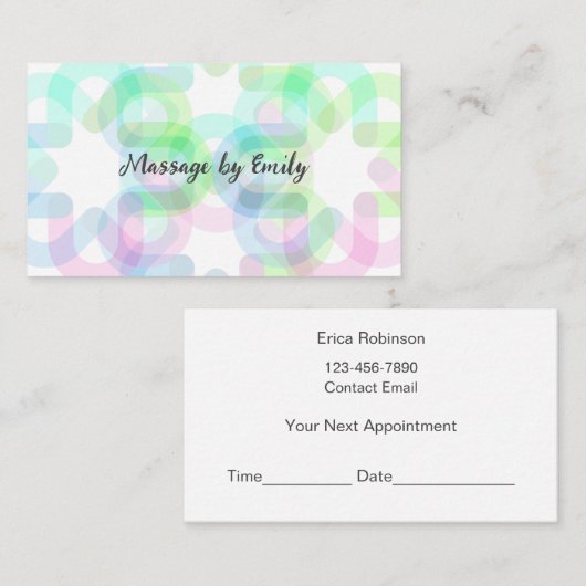 Carte De Visite Trendy Modern Massage Appointment Business Cards  (Devant / Derrière)
