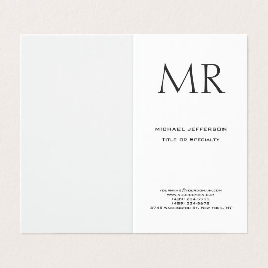 Carte De Visite Trendy Modern Monogram Plain Minimalist (Extérieur déplié)