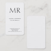 Carte De Visite Trendy Modern Monogram Plain Minimalist (Devant / Derrière)