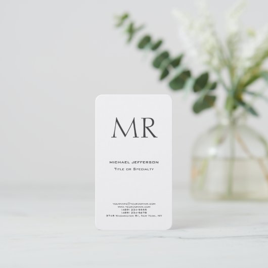 Carte De Visite Trendy Modern Monogram Plain Minimalist (Debout devant)