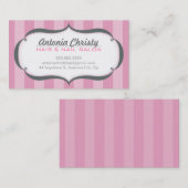 Carte De Visite TRENDY moderne large bande rose gris (Devant / Derrière)